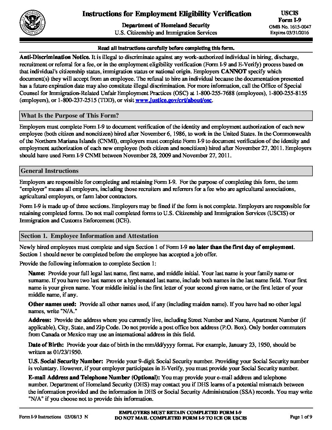 Employment Form I9 Joy El Generation
